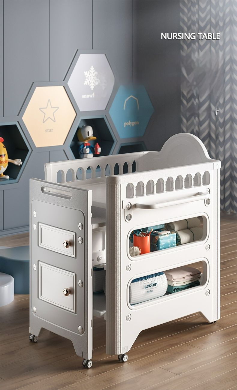 Multi-functional Pull-out Diaper-Changing Table With Storage Box Crib