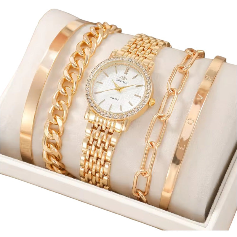 Elegant Gold Watch and Bracelet Set Kataki