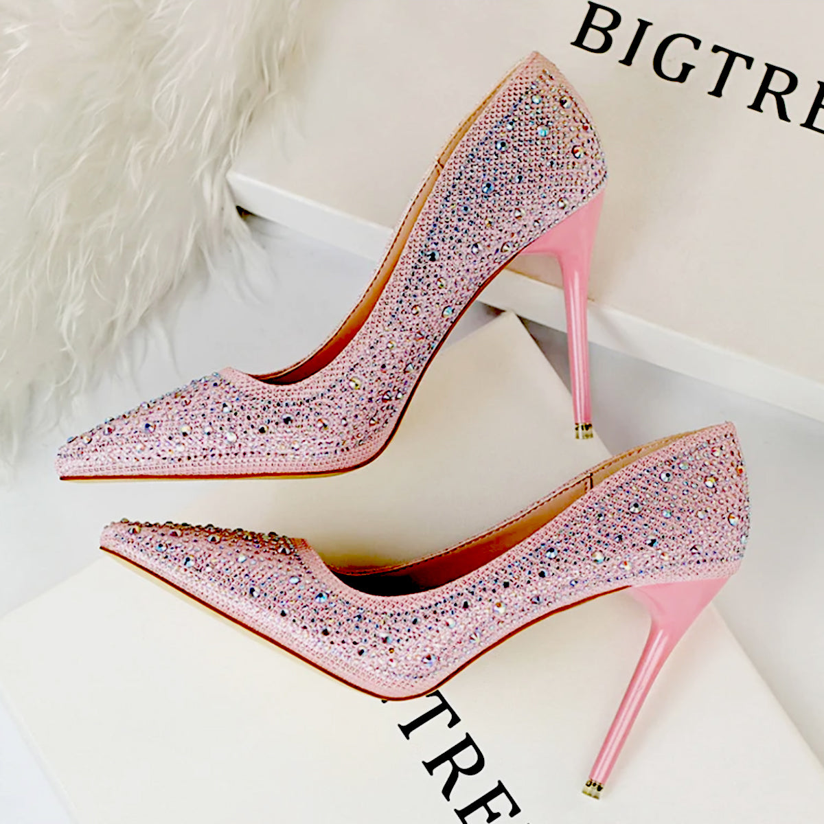 Big Tree - High-Heeled Pointed Party, Wedding or First Date Shoes! Pink
