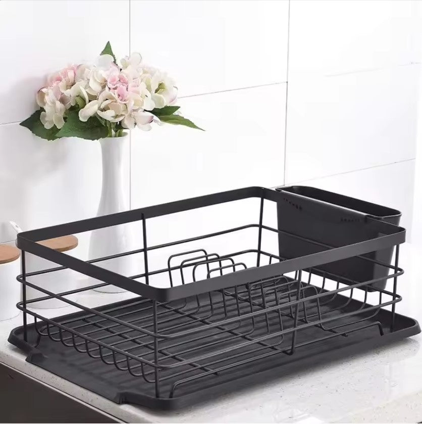 Dish Drying Large Capacity Sink Rack Storage Organization Holder Dish Rack Black For Kitchen