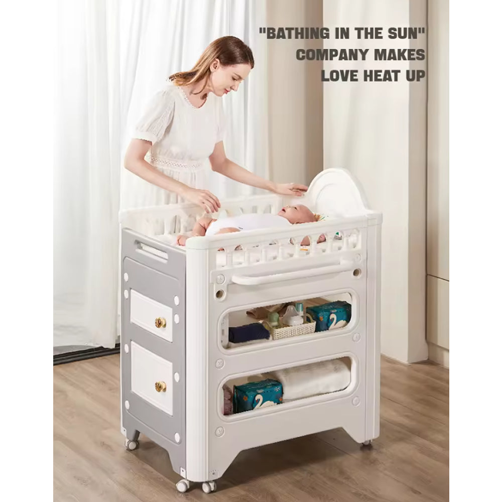 Multi-functional Pull-out Diaper-Changing Table With Storage Box Crib
