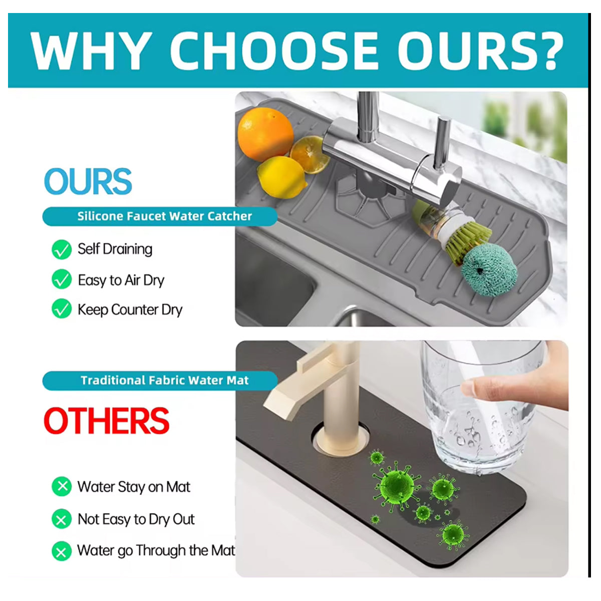 Silicon Faucet Splash Guard - 45cm x 14.4cm