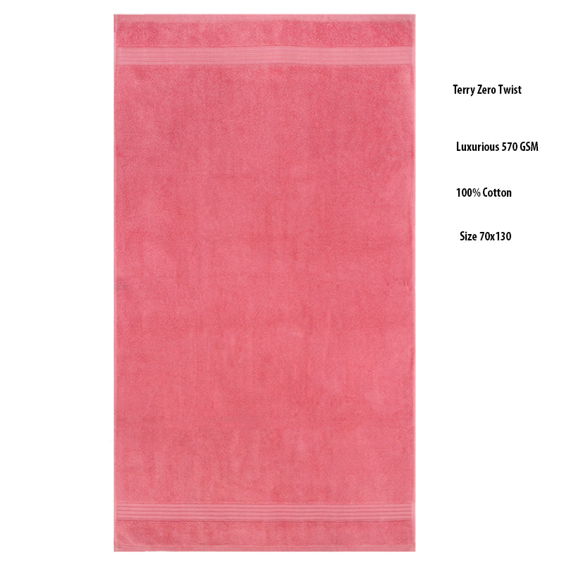 100% Cotton Luxurious Terry Zero Twist 70x130cms Bath Towel - Set of 2