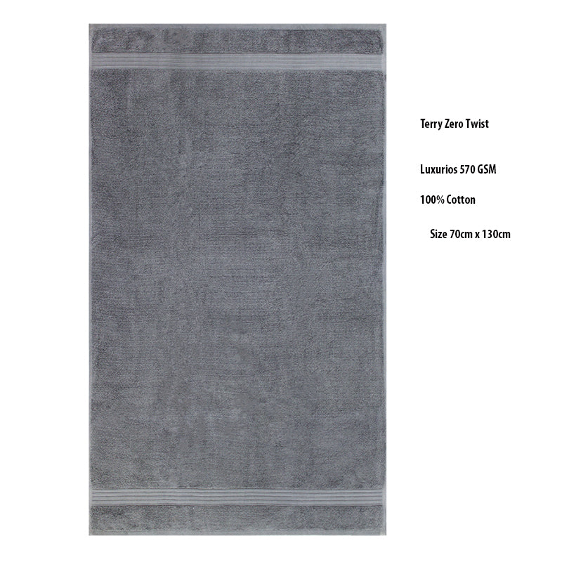 100% Cotton Luxurious Terry Zero Twist 70x130cms Bath Towel - Set of 2