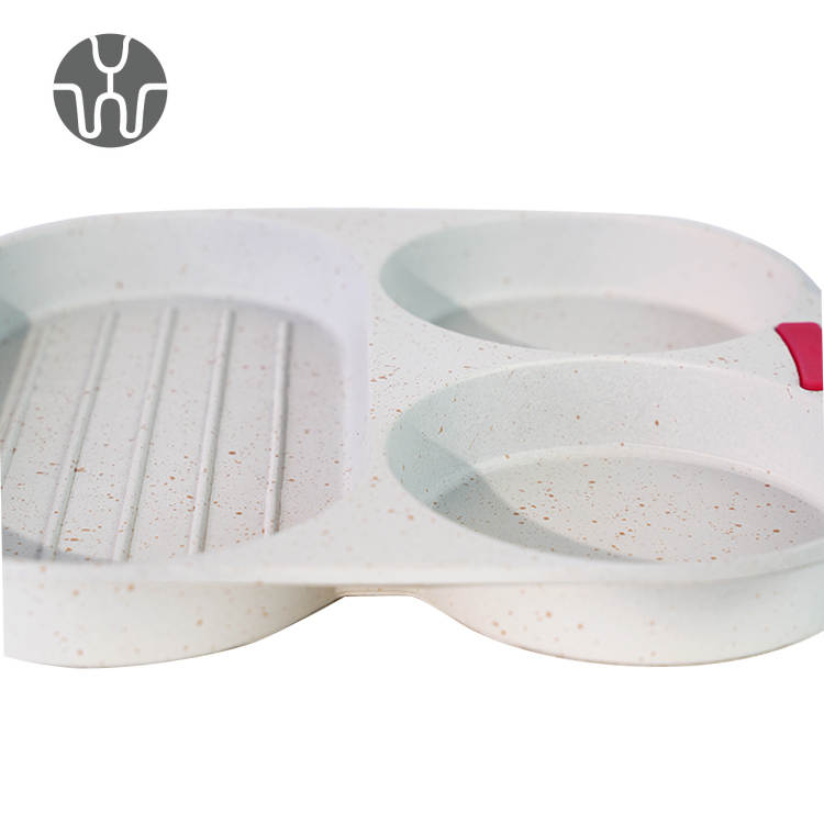 Nonstick Egg Fry Pan 3 Section Frying Square Grill Pan Breakfast Pans
