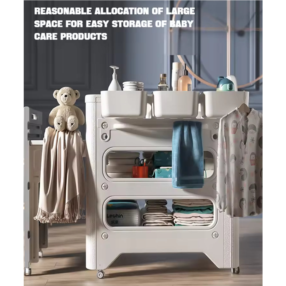 Multi-functional Pull-out Diaper-Changing Table With Storage Box Crib