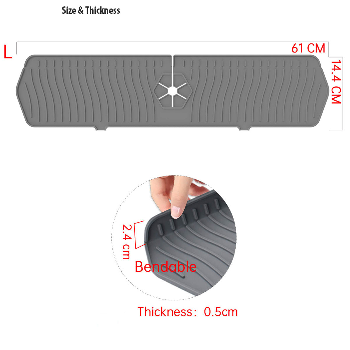 Silicon Faucet Splash Guard Size 61cmX14.4CM