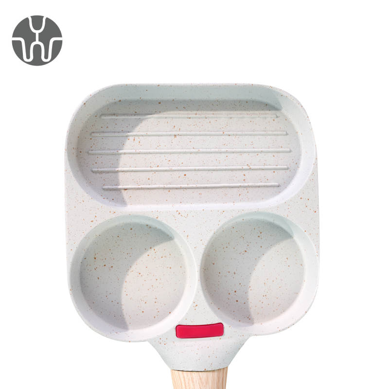 Nonstick Egg Fry Pan 3 Section Frying Square Grill Pan Breakfast Pans