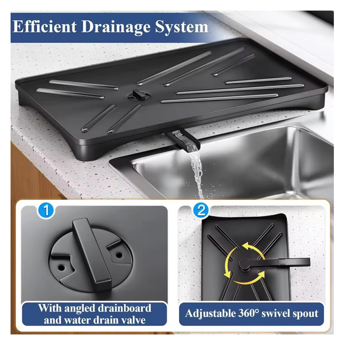 Dish Drying Large Capacity Sink Rack Storage Organization Holder Dish Rack Black For Kitchen