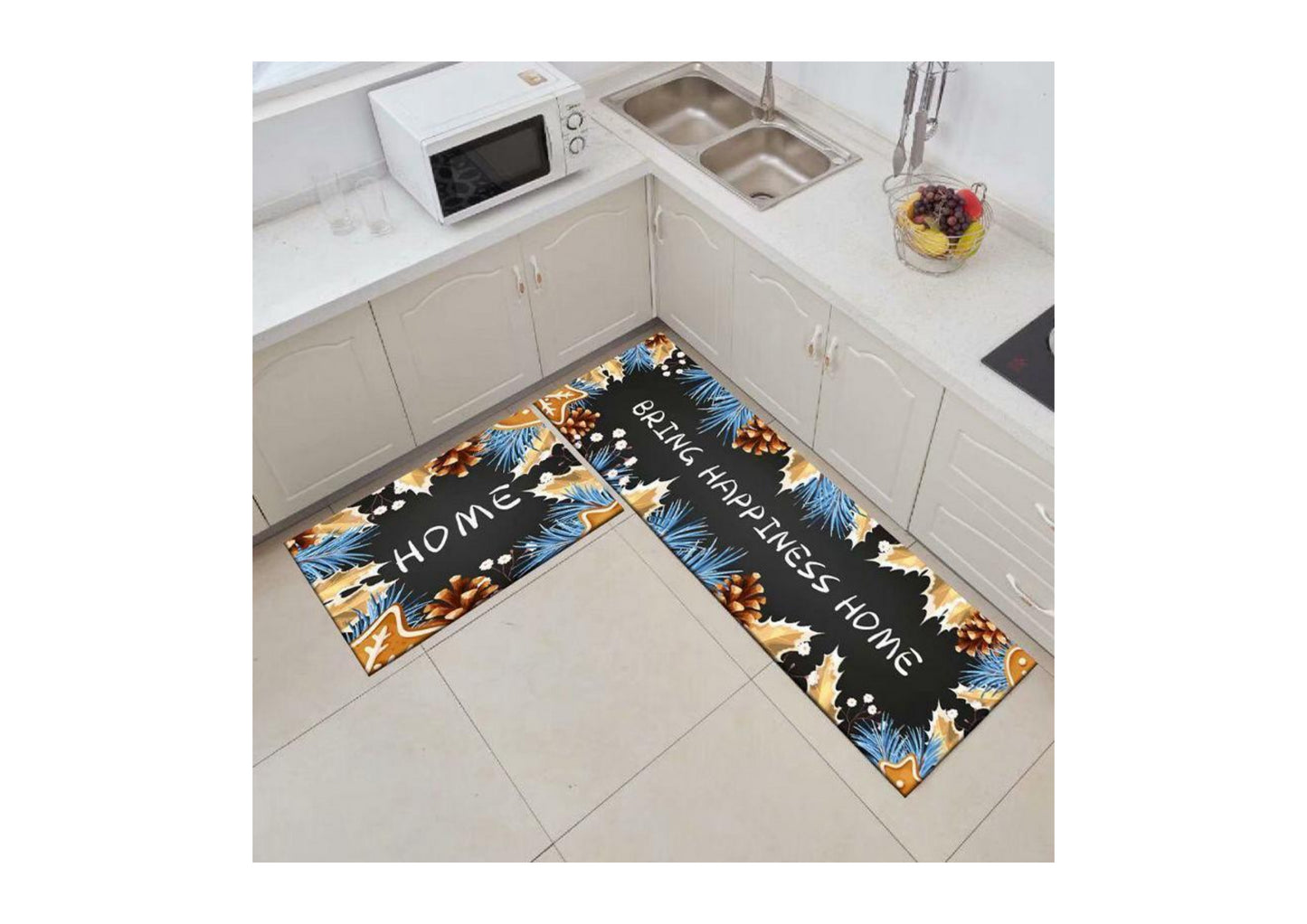 Anti-Fatigue Non-Slip Waterproof 3D Printed Kitchen Rugs Set of 2