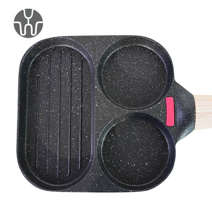 Nonstick Egg Fry Pan 3 Section Frying Square Grill Pan Breakfast Pans