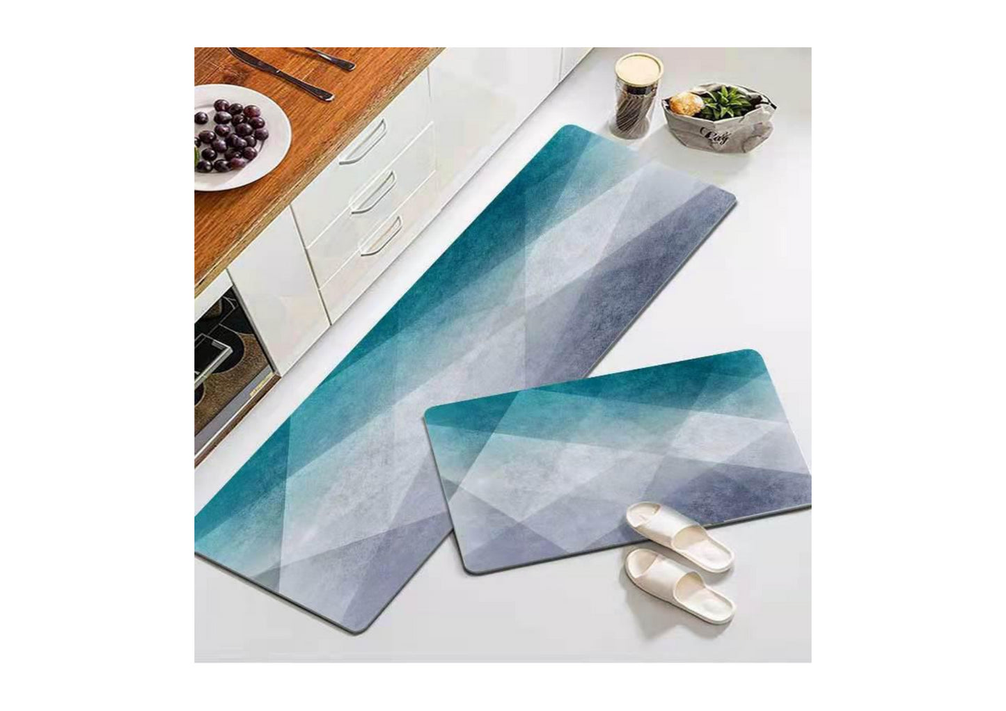 Anti-Fatigue Non-Slip Waterproof 3D Printed Kitchen Rugs Set of 2