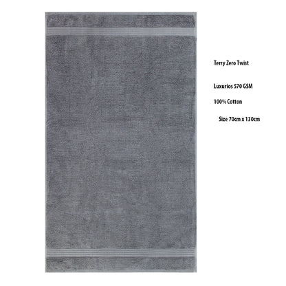 100% Cotton Luxurious Terry Zero Twist 70x130cms Bath Towel - Set of 2