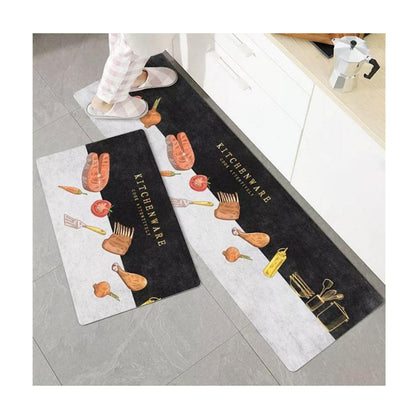 Anti-Fatigue Non-Slip Waterproof 3D Printed Kitchen Rugs Set of 2