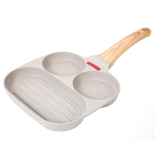 Nonstick Egg Fry Pan 3 Section Frying Square Grill Pan Breakfast Pans